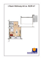 Grundriss 1-Raum-Wohnung 40,99 qm