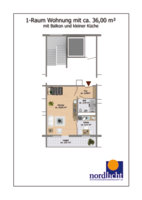 Grundriss 1-Raum-Wohnung 36 qm