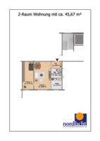 Grundriss 2-Raum-Wohnung 45,67 qm