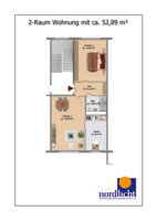 Grundriss 2-Raum-Wohnung 52,89 qm